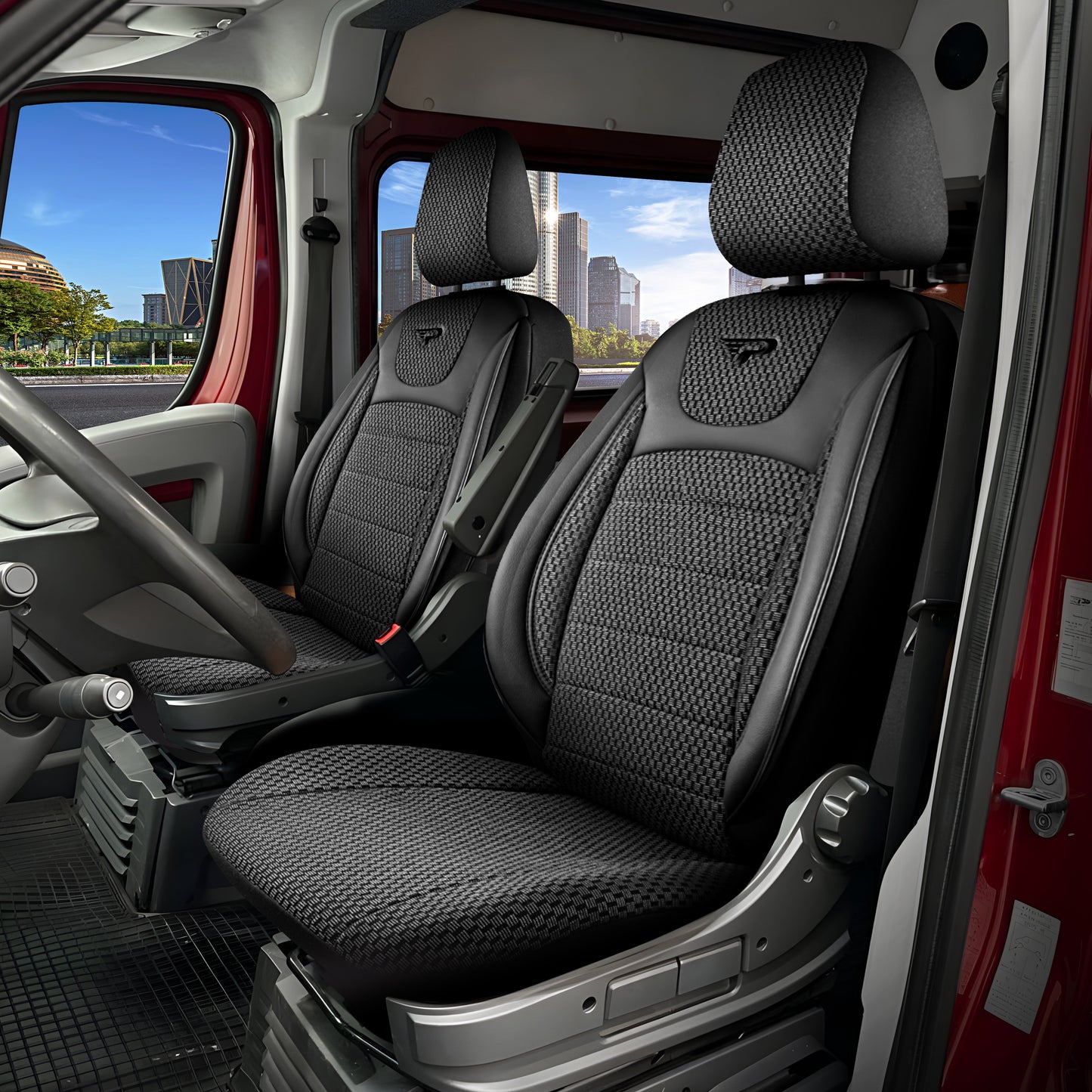 Sitzbezüge Ford Transit Custom 2012 - 2023 – Prestige schwarz – perfekte Passform (Sitz/Sitz)