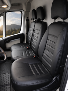 Sitzbezüge Opel Movano Electric 2021 - heute – Fezz Schwarz – Sitzbezüge aus Kunstleder – perfekte Passform (Sitz/Doppelsitzbank)