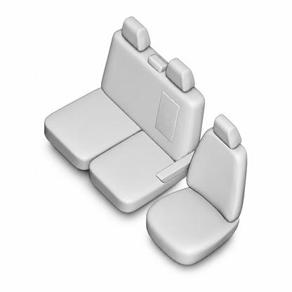 Sitzbezüge Ford Transit Custom 2012  - 2023 – Fezz Schwarz – Sitzbezüge aus Kunstleder – perfekte Passform (Sitz/Doppelsitzbank-mit geteilter Sitzfläche der Doppelsitzbank)