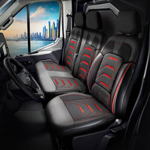 Bodrum stoelhoes, stoelhoezen voor Peugeot E-Boxer 2021 - heute, Schwarz Rot, Jacquardstoff Lederoptik, Sitz/Bank