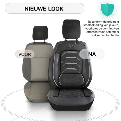 Bodrum stoelhoes, stoelhoezen voor Citroen E-Jumpy 2020 - heute, Schwarz Grau, Jacquardstoff Lederoptik, Sitz/Bank-ohne Vorbe