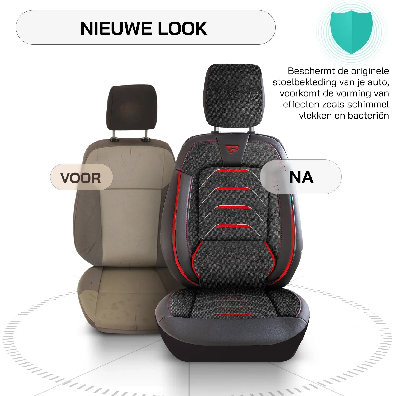 Bodrum stoelhoes, stoelhoezen voor Peugeot E-Boxer 2021 - heute, Schwarz Rot, Jacquardstoff Lederoptik, Sitz/Bank