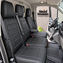 Sitzbezüge Toyota ProAce 2016 - heute – Fezz Schwarz – Sitzbezüge aus Kunstleder – perfekte Passform (Sitz/Doppelsitzbank-mit geteilter Sitzfläche der Doppelsitzbank)