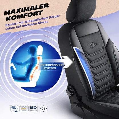 Sitzbezüge Ford Transit Custom 2012 - 2023 – Florida schwarz/grau – perfekte Passform (Sitz/Sitz)