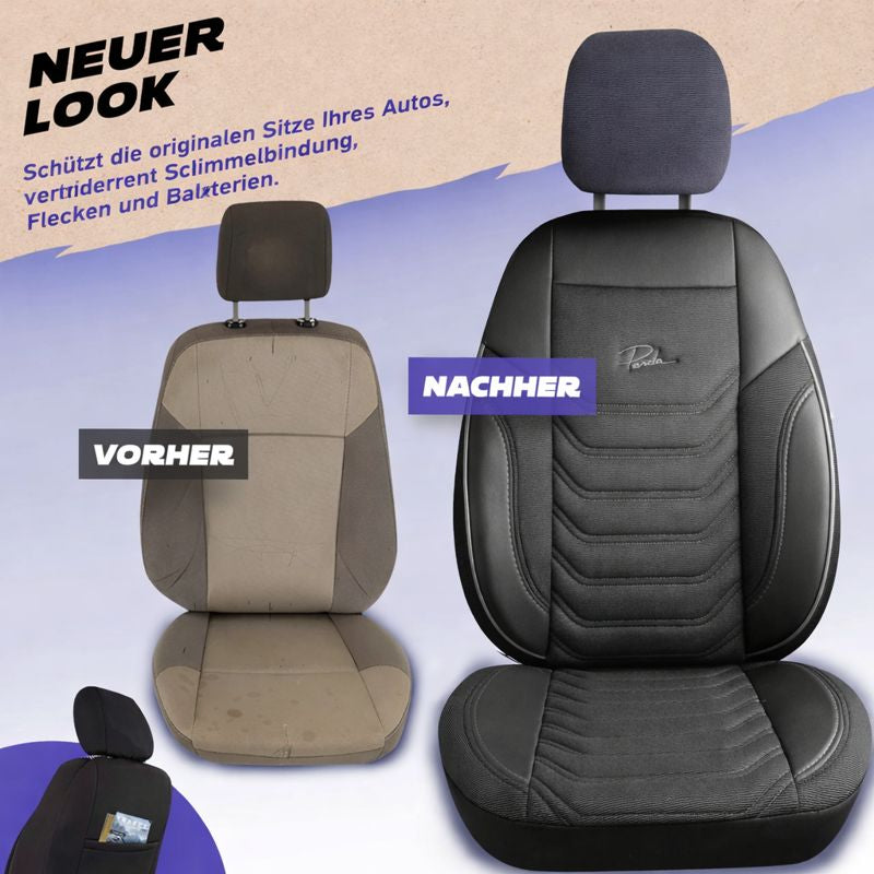 Sitzbezüge Ford Transit Custom 2012 - 2023 – Florida schwarz/grau – perfekte Passform (Sitz/Sitz)