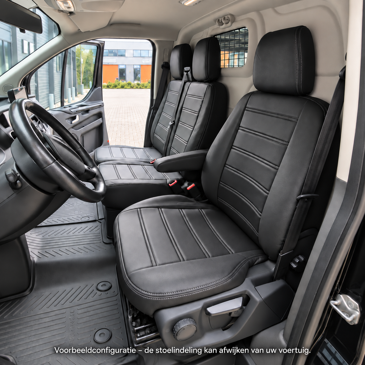 Sitzbezüge Volkswagen ID-Buzz 2022- heute – Fezz Schwarz – Sitzbezüge aus Kunstleder – perfekte Passform (Sitz/Doppelsitzbank)